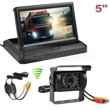 DIYKIT Wireless 5 polegada TFT LCD Dobrável Monitor de HD IR À Prova D’ Água Visão noturna CCD Câmera de Visão Traseira Do Carro para o Caminhão Caravan Bus Van