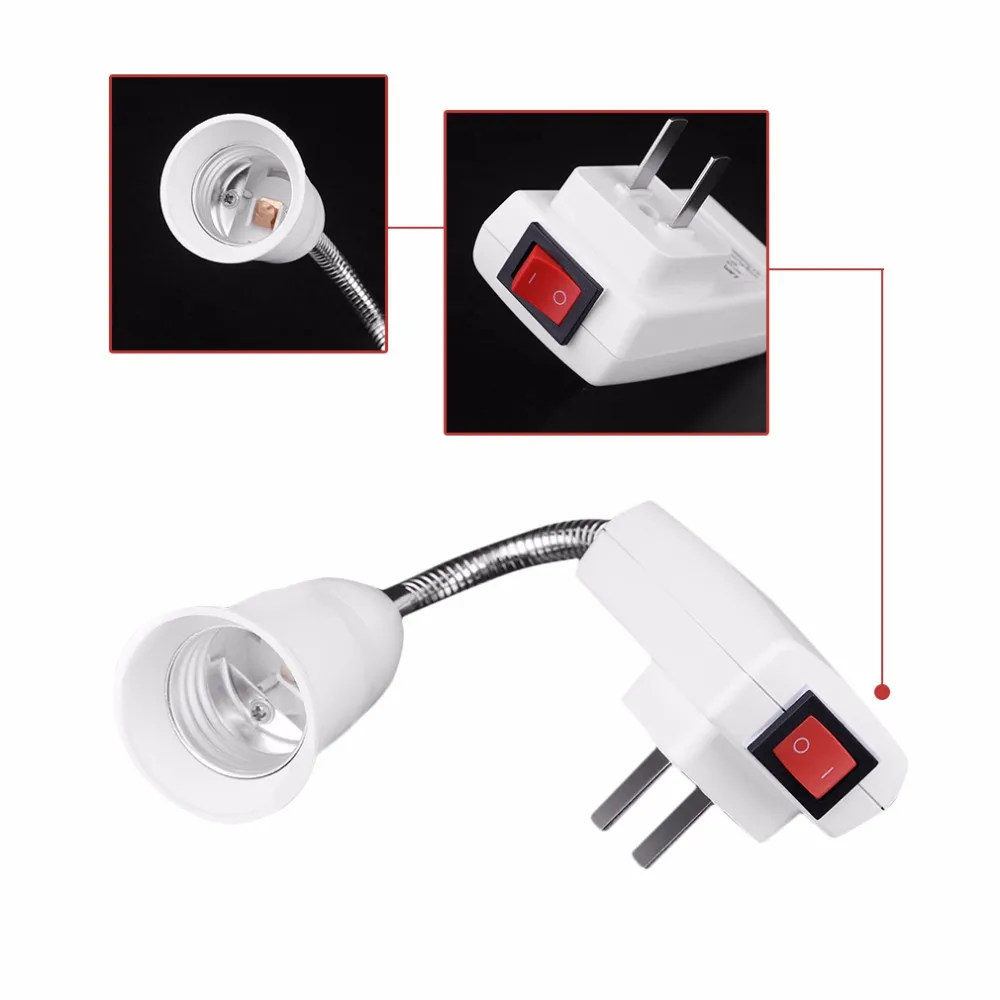 Практичный E27 ламповый адаптер конвертер гибкий удлинитель держатель светодиодный светильник лампа база с разъемом вкл/выкл переключатель Горячая Распродажа