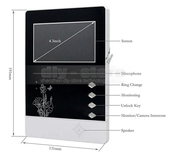 DIYSECUR качество 4," 4-проводной Квартира видео-телефон двери аудио визуальный домофон система входа ИК камера для 4 семьи