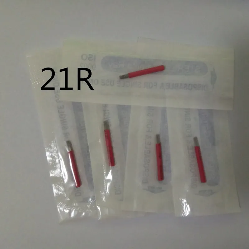 

100 PCS 21R Permanent Makeup Manual Eyebrow Tattoo Needles Blade For 3D Embroidery Microblading Tattoo Pen Machine