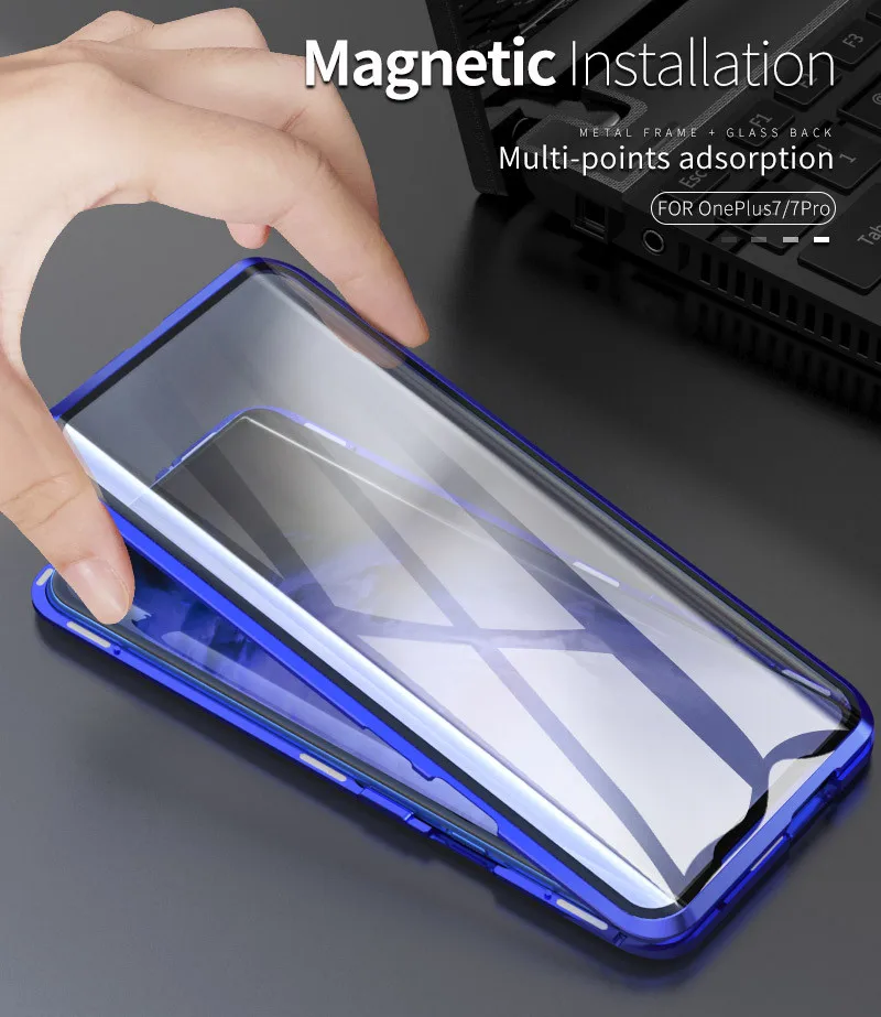 Для Oneplus 7T 1+ 7T Задняя панель+ передняя двойная сторона закаленное стекло r Магнитный чехол для One Plus 7 7T 6 6T mlaren металлический бампер крышка