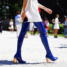 Пикантные острый носок Прозрачный каблук botas mujer Zipper Detail сапоги до бедра Новое поступление Демисезонный Туфли под платье Для женщин