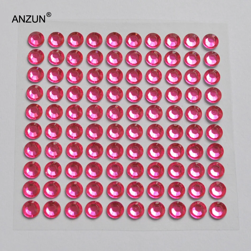 hot pink 4 мм 100 шт. x10sheets stick on rhienstones diamond Стикеры наклейка на мобильный телефон много цвет украшения - Цвет: hot pink