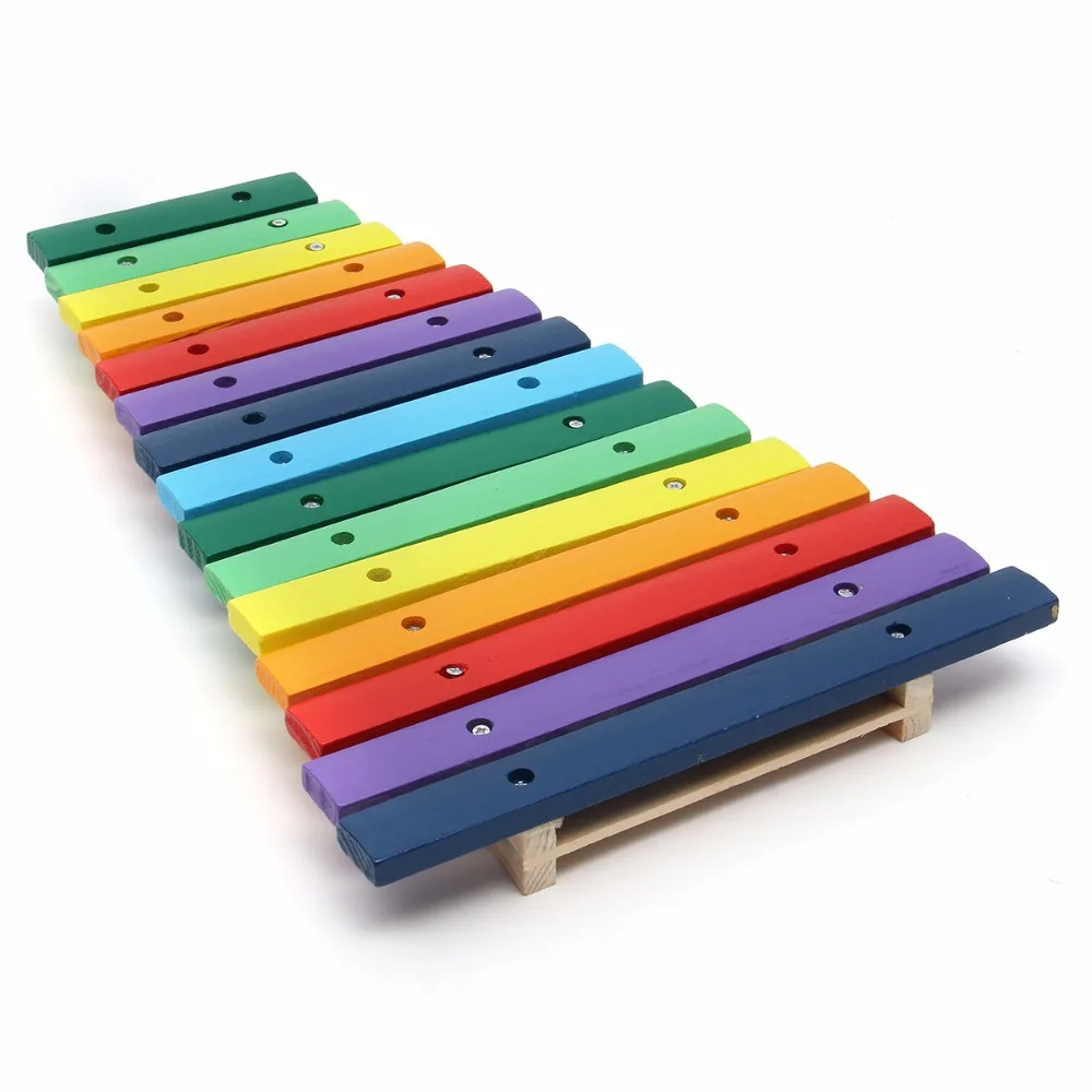 15 тон красочные деревянные стук Glockenspiel ксилофон раннего образования перкуссия для детей подарок
