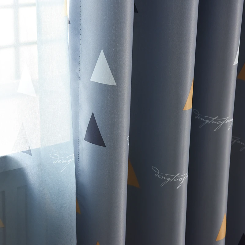 

Triangular pattern blackout curtains for bedroom living room Modern gray curtain kid's room tulle and curtain