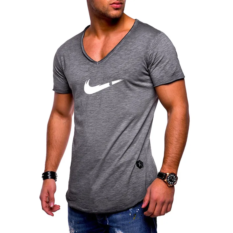 

Short Sleeve T Shirt Men Casual All-match V-Neckt printing -Shirt Men Brand Clothing 2019 New Summer Tee Undershirt