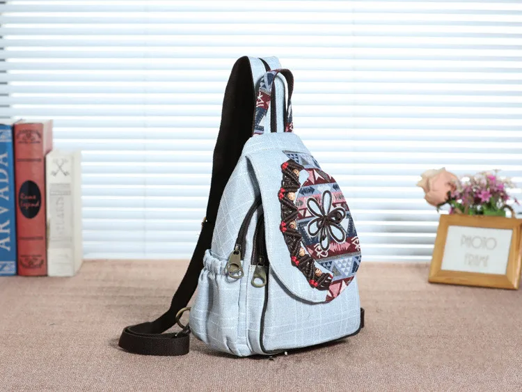 Модный богемный струнная аппликация женский рюкзак для шоппинга! Красивый Цветочный тиснение леди накладка Backracks Универсальный холст backruck