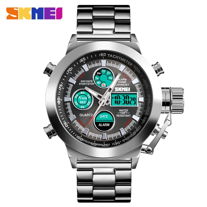 SKMEI Luxury Men's Quartz Digital Watch Sport Watches Waterproof Male Wristwatch 2 Time Chronograph Clock Relogio Masculino 1515