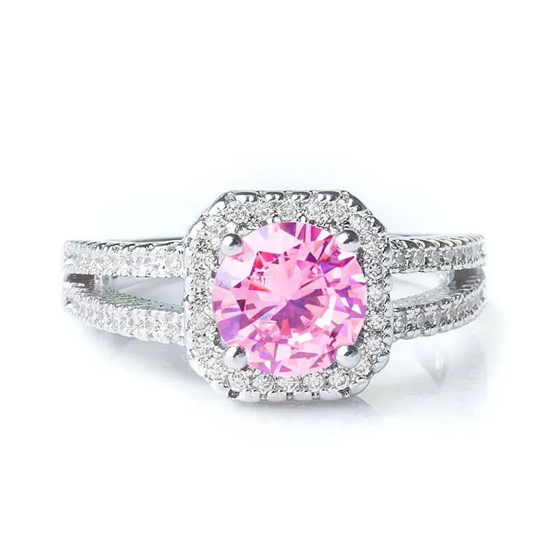 SHUANGR Wholesale Square Cut AAA Multi-Color CZ Silver Color Ring Vintage Wedding Rings For Women Birthday Stone Gifts