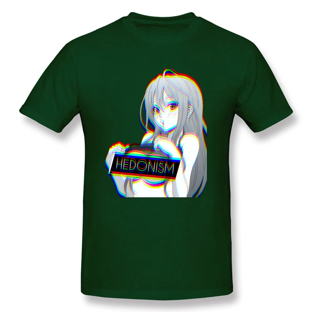 Print Short Sleeve Tops Shirt Summer Round Collar Pure Cotton Men Top T-shirts Hedonism-Girl-Anime190619 Print Tees New Arrival Hedonism-Girl-Anime190619 dark