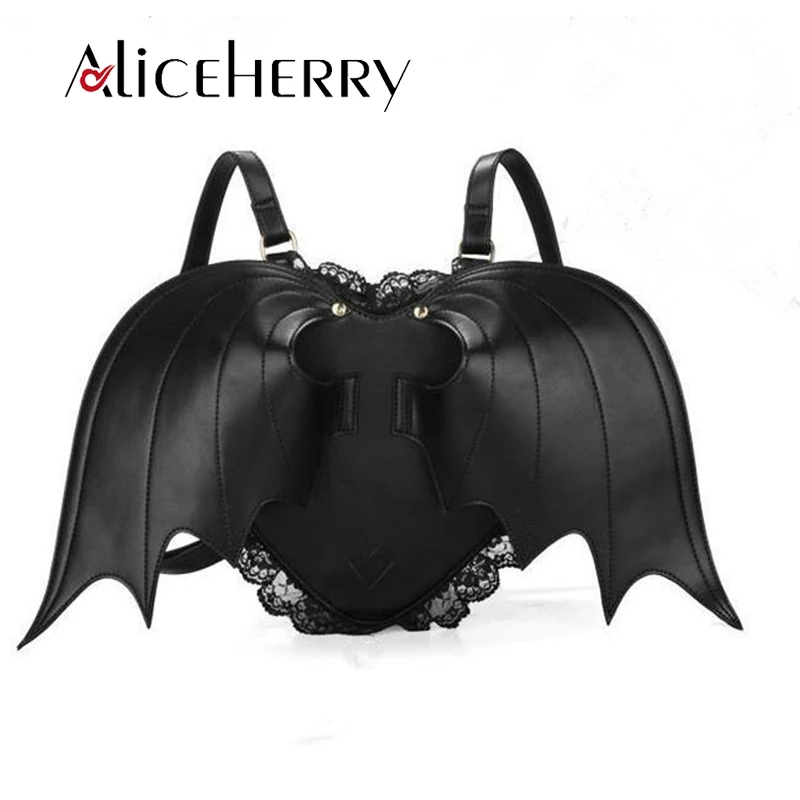 

2018 Bat Wing Backpack for Women Punk Stylish Newest School Bag for Girls Bat Bag Angel Wings Backpack Cute Little Devil Package