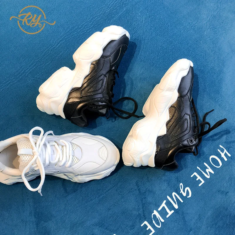 

RY-RELAA wedge sneakers designer shoes luxury shoes women designers off white shoes 2018 Genuine Leather platform shoes