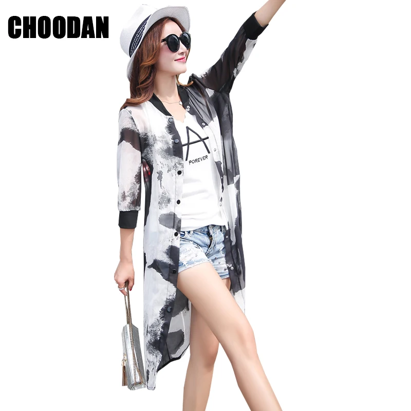 Sun Protection Shirt Long Transparent Kimono Cardigan Summer Fashion