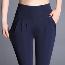Pantalones Harem de marca a la moda para mujer, pantalones de talle alto, pantalones de talla grande 6XL, pantalones elásticos para mujeres, pantalones Casual plisado Vintage para mujer