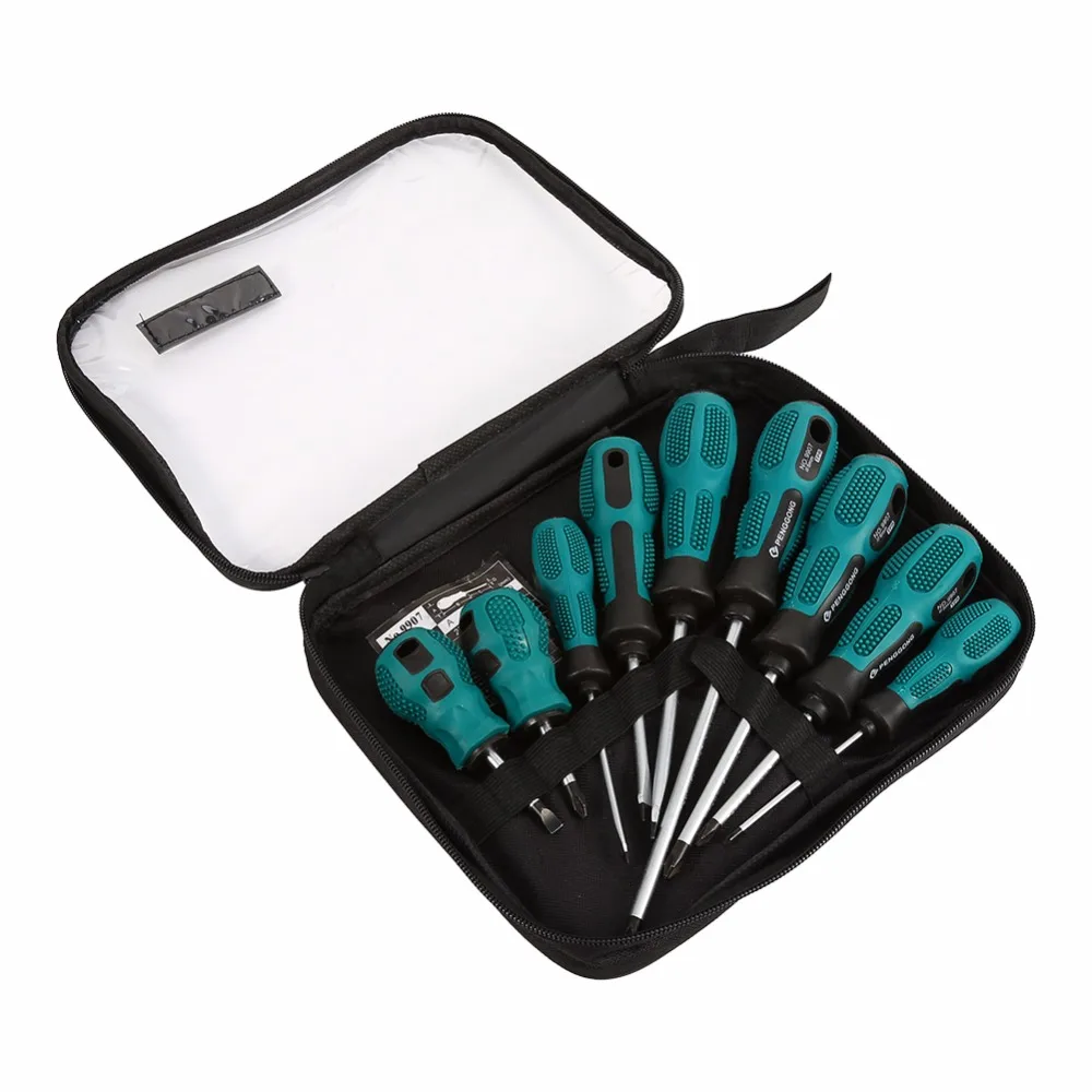

9Pcs Screwdriver Set Suite Multi-purpose Hardware Household Maintenance Tools Convenient Bag Repair Tools