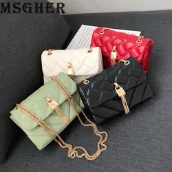 MSGHER сумки для женщин цепи кисточкой на плечо роскошные дизайнерские через сумки с пряжкой маленькие квадратные пакеты