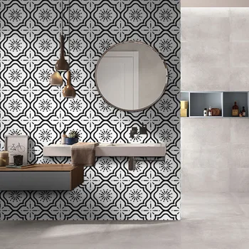 Self adhesive white and black style bathroom wallpaper anti-slip floor tile waterproof wall stickers kitchen floor tile sticker gray wood vinyl film waterproof tile flooring kitchen bathroom self adhesive flooring tile wall tile sticker