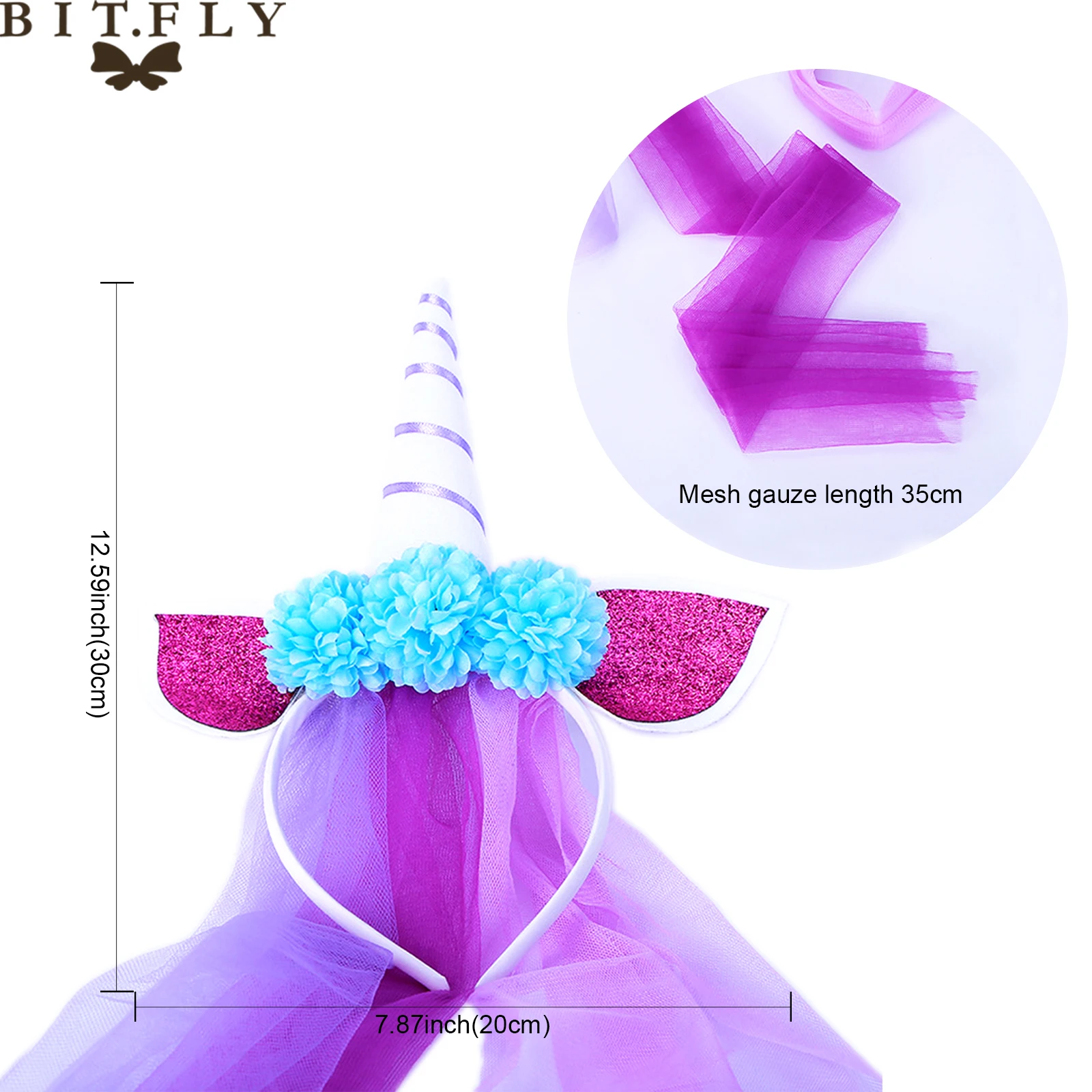 BIT. FLY розовый/синий единорог оголовье Девушки пользу Кружева головные уборы с вуалью День рождения Дети Вечеринка Единорог тема украшения для вечеринки сделанные своими руками