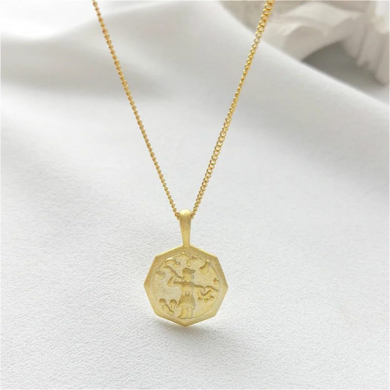 

Fengxiaoling Real 925 Sterling Silver Golden Pendant Necklaces For Women European Style Harvest Farmers Necklace Fashion Jewelry