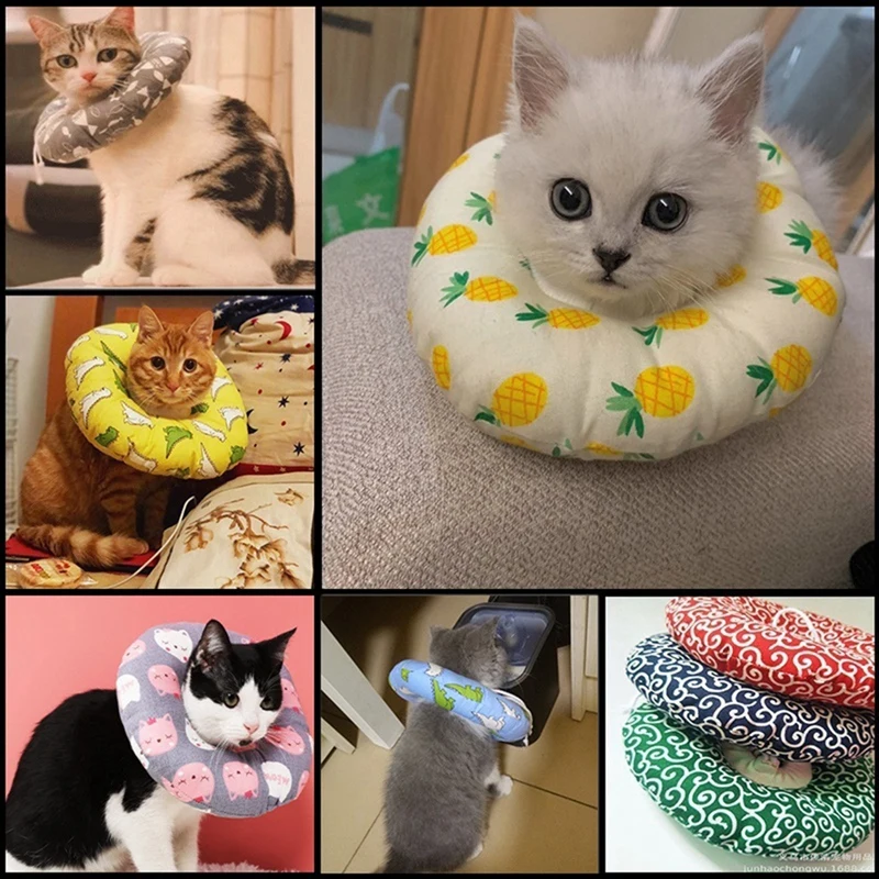 Protective Recovery Collar Pet Soft Cotton Stuffed Elizabeth Collar Dog Cat E-CollarPreventing Licking Wound Pet Anti-bite