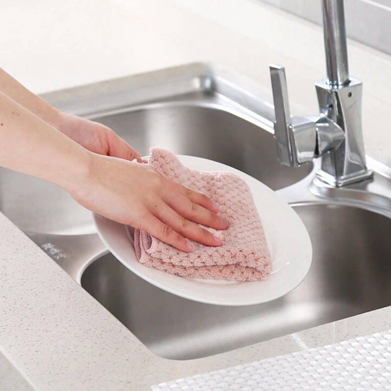 New Kitchen Home Towel Super Absorbent Clean Cloth Sink Wipe Coral fleece Household Glass Window Cleaning Cloth