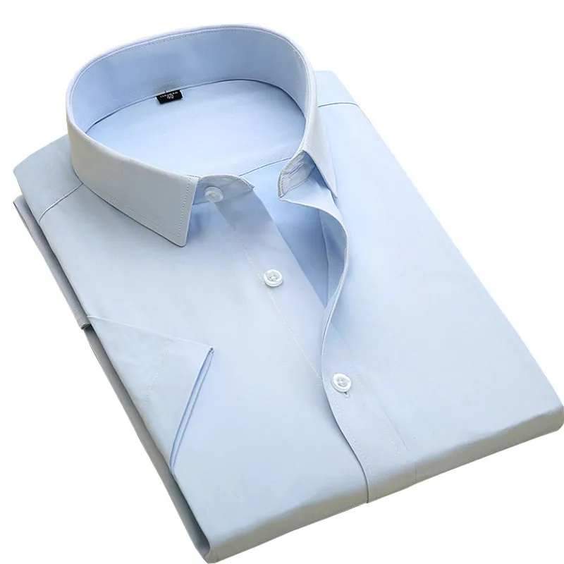 Рубашка мужская без нагрудного кармана однотонная деловая сорочка с коротким