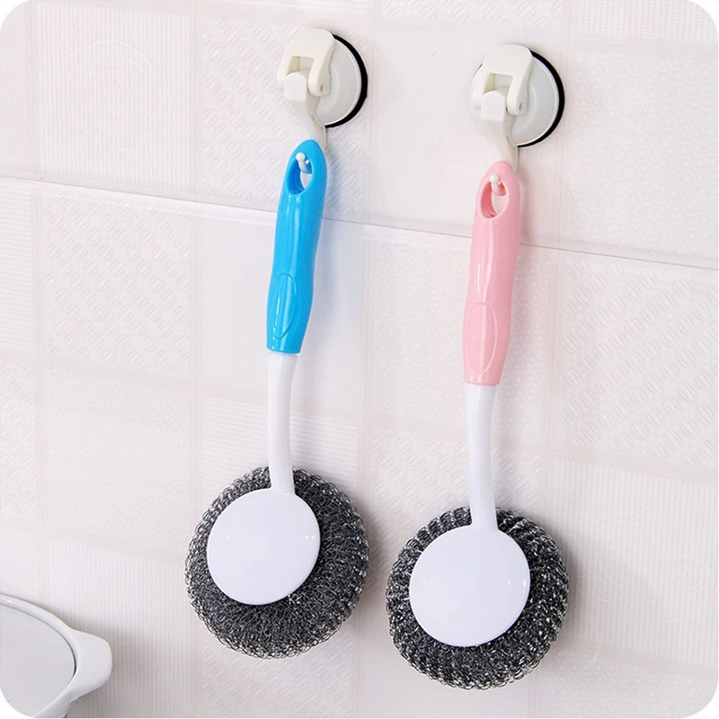 

Handle Wire Brush Cleaning Ball Dish Washing Kitchen Soft Clean Brush Kitchen Tools Sink Slit Toilet Corner