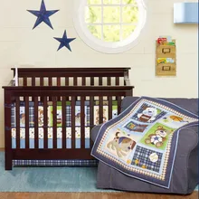 Акция! 5 шт. вышивка детские хлопок кроватки постельных принадлежностей аппликация кровать вокруг, включают(бампер+ одеяло+ кровать+ крышка юбка+ пеленки мешок