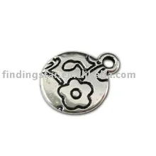 300 шт тибетский серебряный цветок плоский круглый Шарм A11055