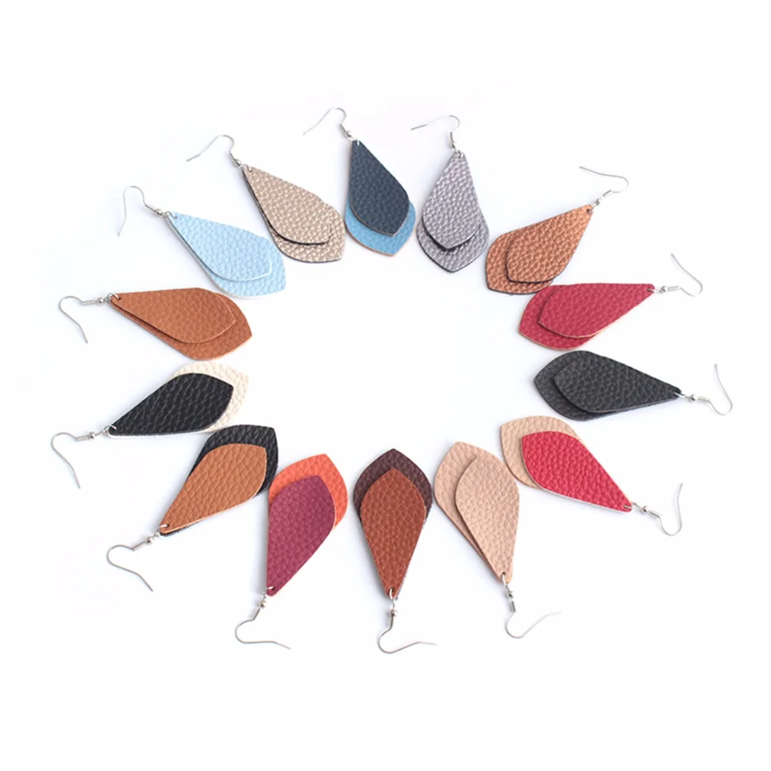 Bohemian PU Leather Long Drop Earrings For Women Trendy Statement Multi Layer Water Drop Earring oorbellen Jewelry Shellhard