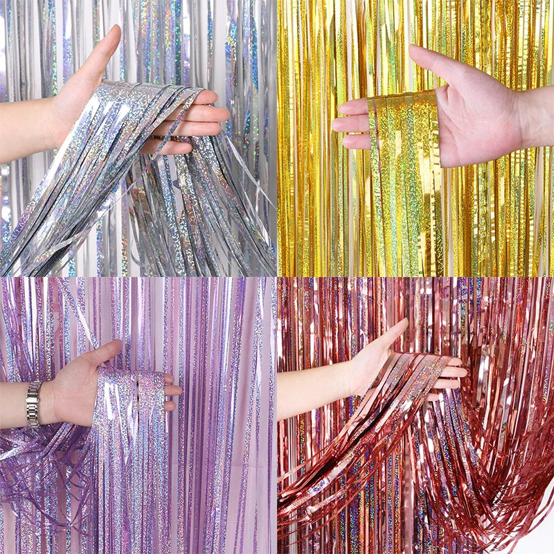 

Bachelorette Party Backdrop Curtains Glitter Gold Tinsel Fringe Foil Curtain Birthday Wedding Decoration Adult Anniversary Decor