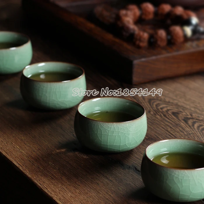 1 шт. китайский фарфор Longquan Celadon кунг-фу КИТАЙСКИЕ чашки и чайное блюдце чаша для чая 60 мл Ge печи ручной работы чайник кофейная чашка