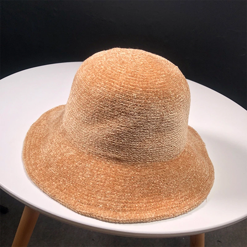 HT1944 осенне-зимняя женская шапка простая Мягкая вязаная шапка однотонная теплая женская панама с широкими полями Панама Рыбацкая шапка