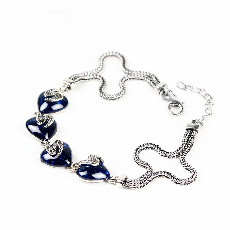 

2018 New Sale Bracelets & Bangles Bileklik Bracelet Retro-thai Heart-shaped Bracelet Women's Inlaid Korean Version