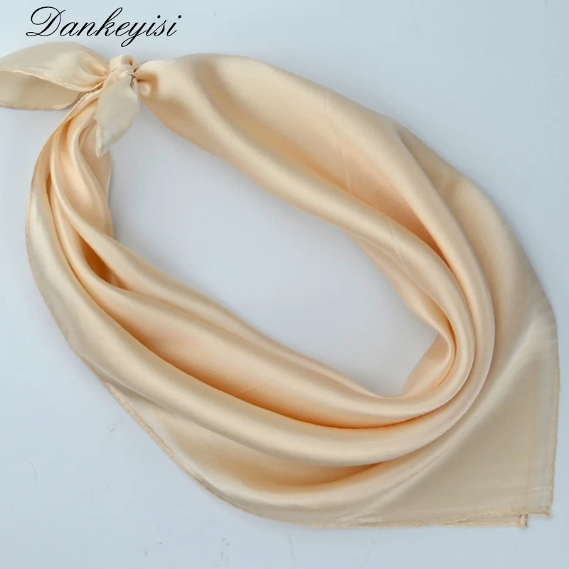 

DANKEYISI 100% Silk Scarf Square Pure Color Brand Women Scarf High-grade Satin Silk Scarf 2016 small square scarf 53*53cm