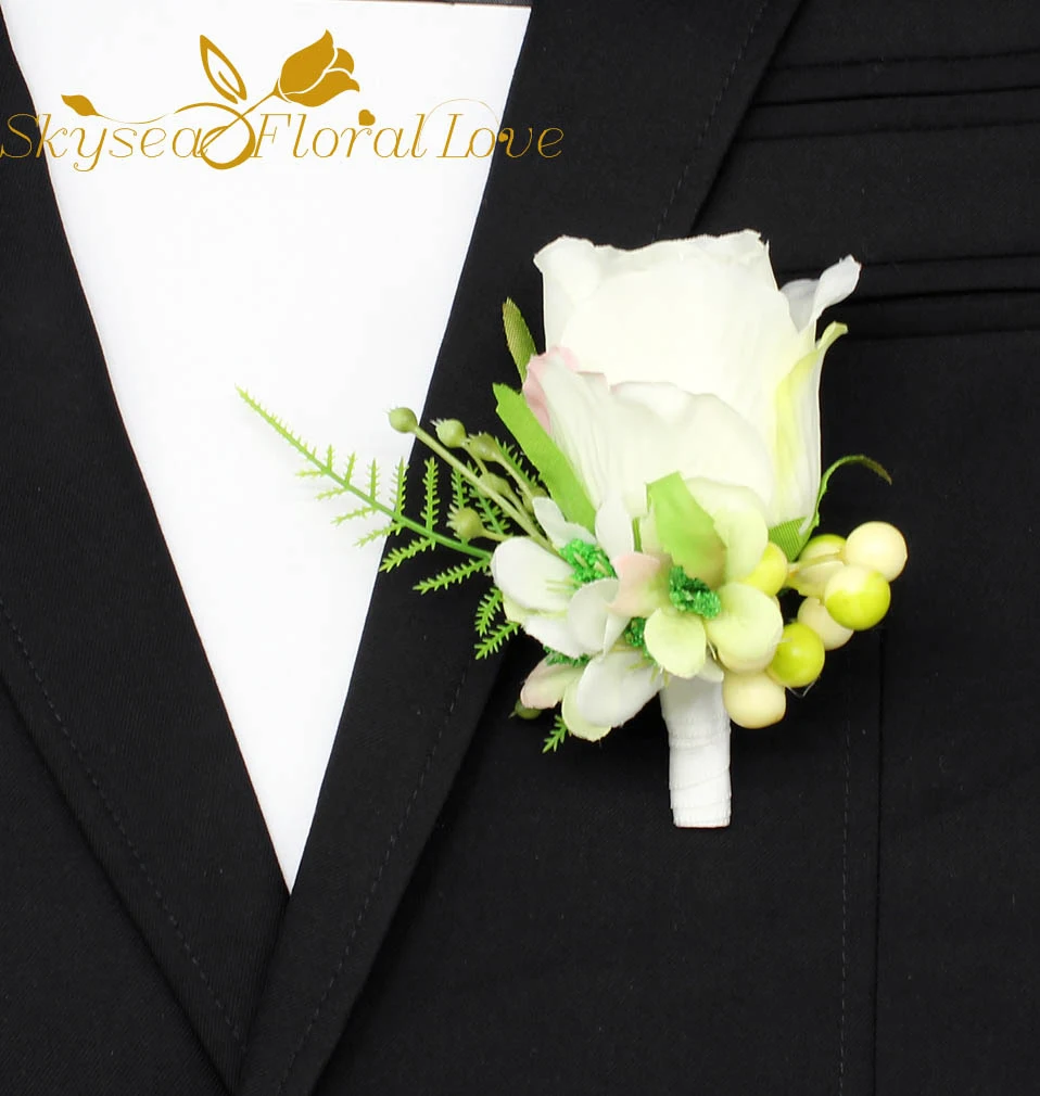 Бутоньерки на выпускной Свадебные бутоньерки Свадебные цветы брошь высокого качества Шелковый цветок бутоньерка
