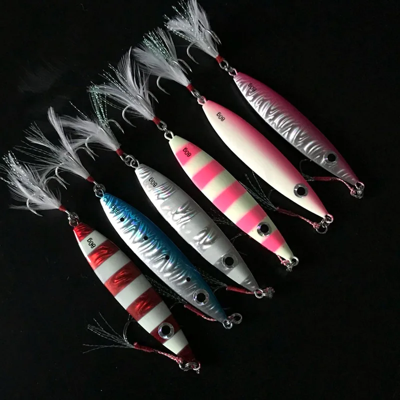 Isca de Pesca Qualidade de Metal Isca de Pesca do Mar Duplo Ganchos Jigging cm Jig Isca do Mar 3 Pçs – Lote 80g 10