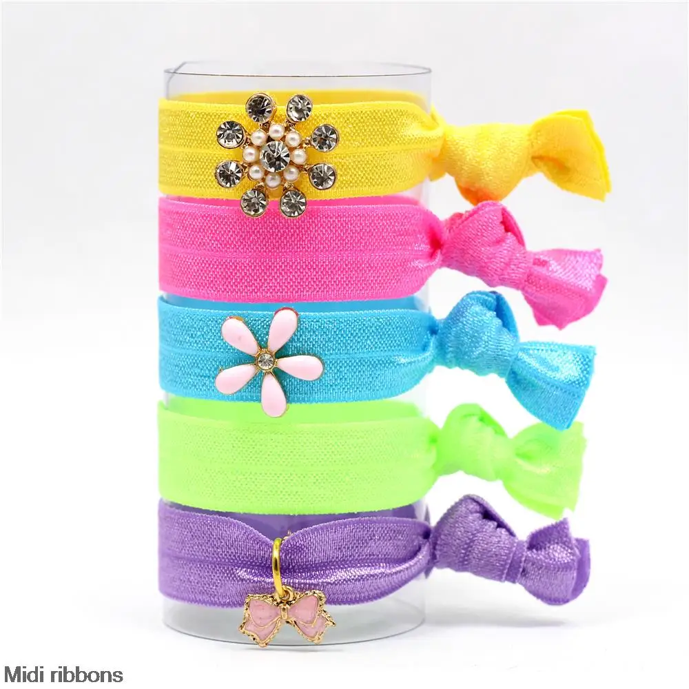 PVC Packing DIY Ribbon Solid Color Elastic Knot Hair Tie Ponytail foe