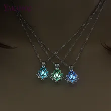 3 цвета подвеска ввиде цветка лотоса ожерелье Шарм цепь кулон светится в темноте колье эффектное ожерелье светящиеся вечерние ювелирные изделия