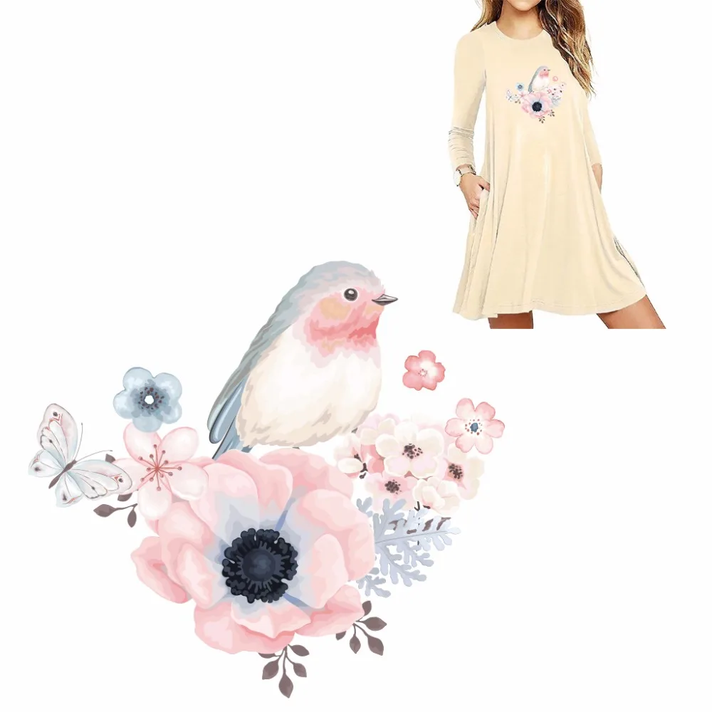 

Bird Iron On Patch DIY Heat Transfer Sticker Applique Clothing T-Shirt Fabric Parches Bordados Para Ropa