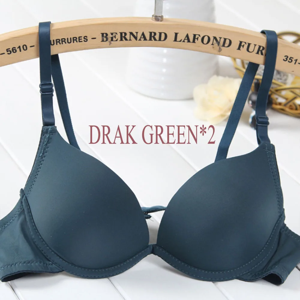 Drak Green 2 предмета простой для девочек-подростков, бюстгальтеры Для женщин Эротическое белье Поддержка пуш-ап бюстгальтер, нижнее белье легкий мягкий бюстгальтер модное нижнее белье 3/4cup - Цвет: Drak Green