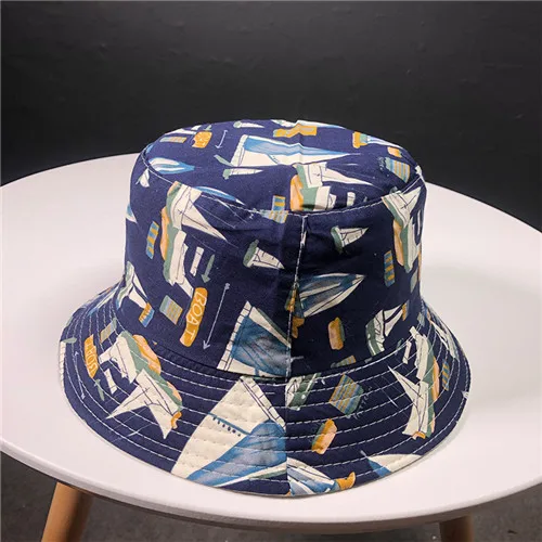 Мужская и wo мужская шляпа, летняя Рыбацкая шляпа, Корейская версия уличного граффити, хип-хоп Базовая шапка, складные шапочки - Цвет: Синий