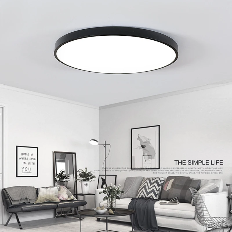 QLTEG светодиодный Современный Акрил сплав круглый 5 см супер тонкий светодиодный поверхности потолка свет лампы Гостиная светильник для