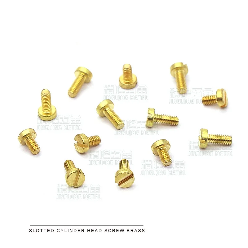 500pcs/lot Polished M1.2 DIN84 Brass cheese head slotted screw copper