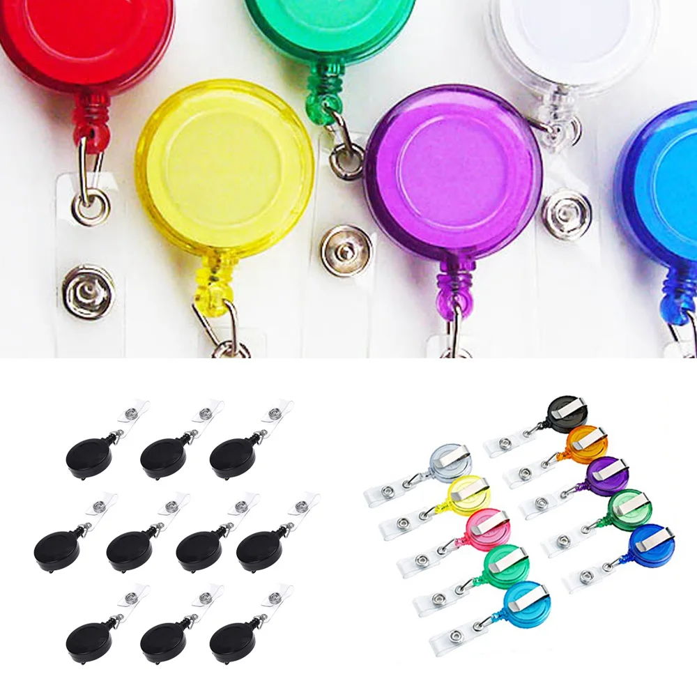 10PCS Retractable Badge Holder Reel with Belt Clip for ID School Work Document Cards Holders Reels | Канцтовары для офиса и