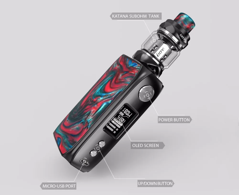 Original E Cigarette  IJOY SHOGUN UNIV KIT Vape 180W Shogun Univ Box Mod Vape with 5.5ml Katana Subohm Tank Vaporizer 01 (11)