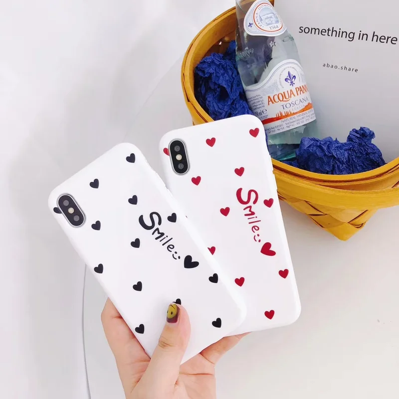Модные ретро сердце любовь Улыбка Телефон чехол для iPhone 7 6 X XS S Case Soft ТПУ