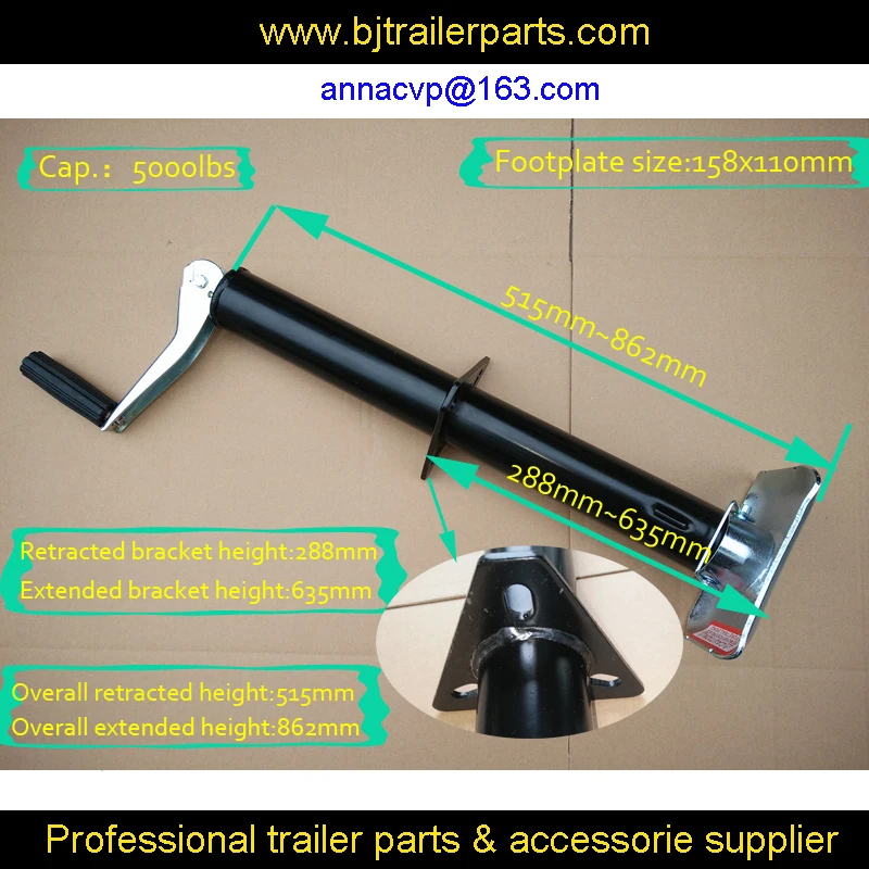 Round A-Frame topwind trailer jack 5000lbs with footplate 1