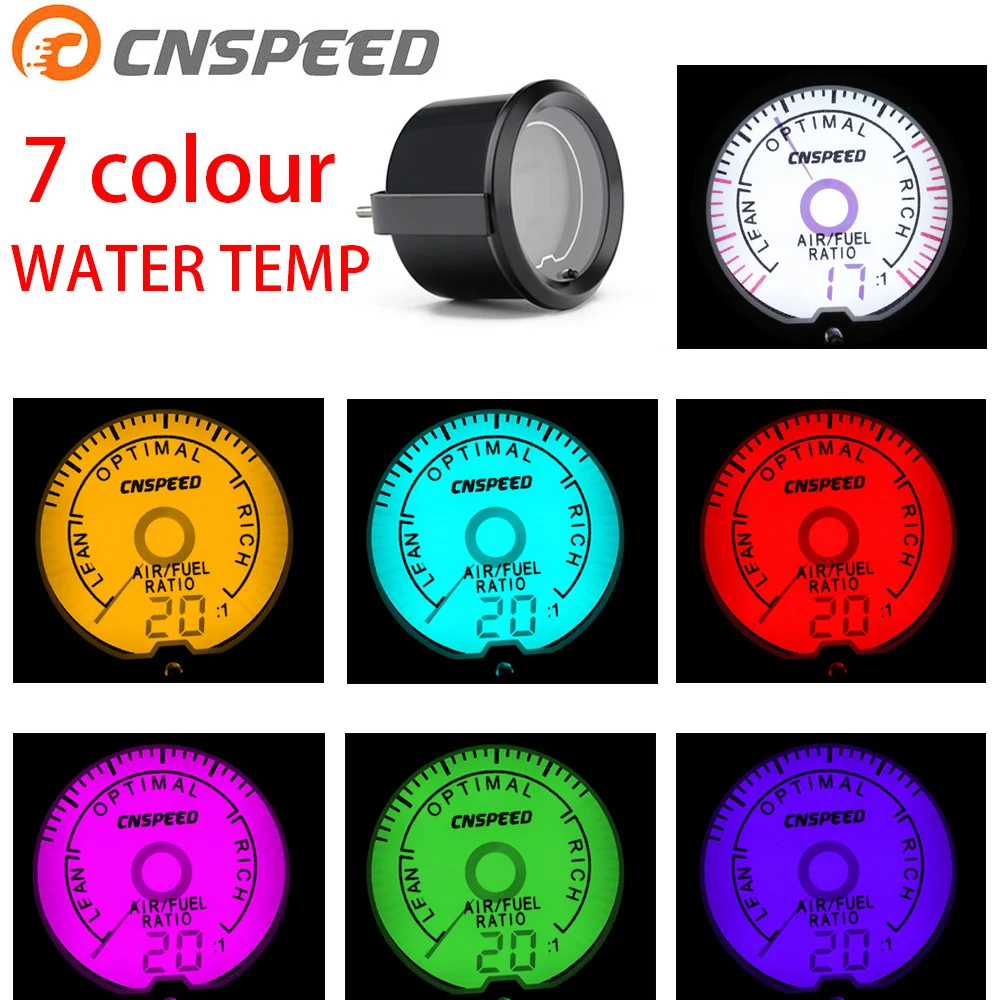 

CNSPEED 2 inch / 52mm LCD liquid crystal 7 color virtual pointer display air-fuel ratio table black shell YC101427