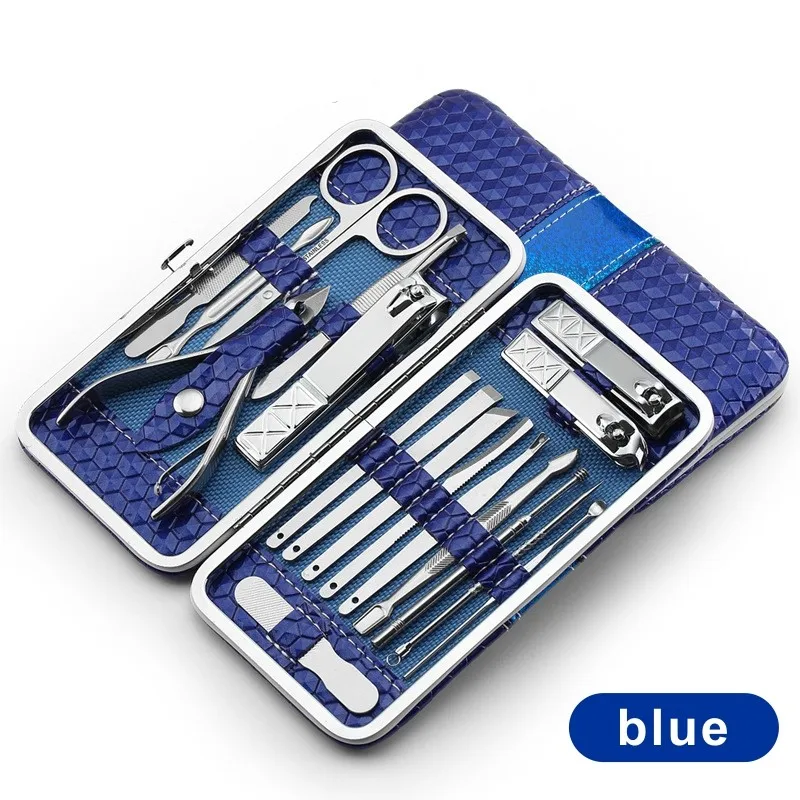 18 in 1 Stainless Steel Manicure set Professional nail clipper Kit of Pedicure Tools Nails